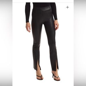 Faux Leather Split Front Pant